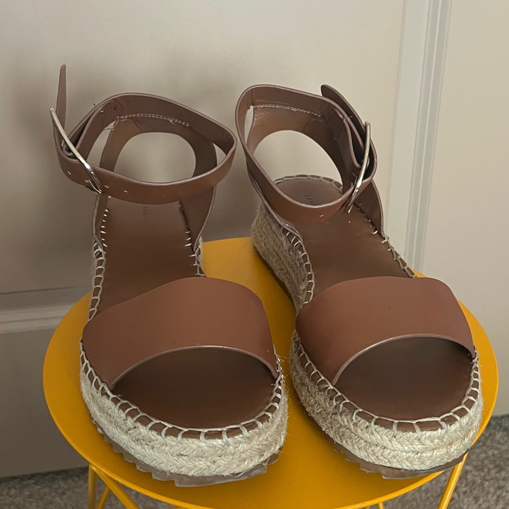ZARA leather platform sandals size 9